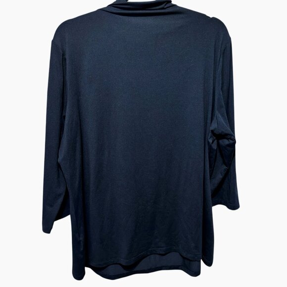 Women's Top Sleek Essentials Liquid Knit Black Staple Lagenlook Minimalist 1X - Picture 3 of 5